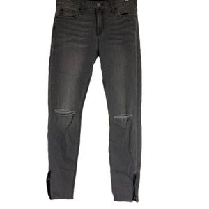 Joe’s light grey ripped zipper skinny jeans